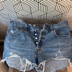 Levi's Blue Distressed Jean Shorts